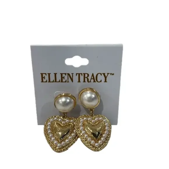 Ellen Tracy Jewelry Ellen Tracy Womens Beaded Heart Earrings